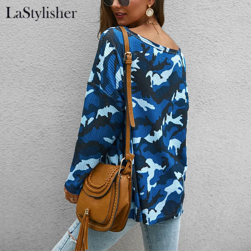 Камуфляжные свитера Женский вязаный пуловер джемпер женский свободный свитер