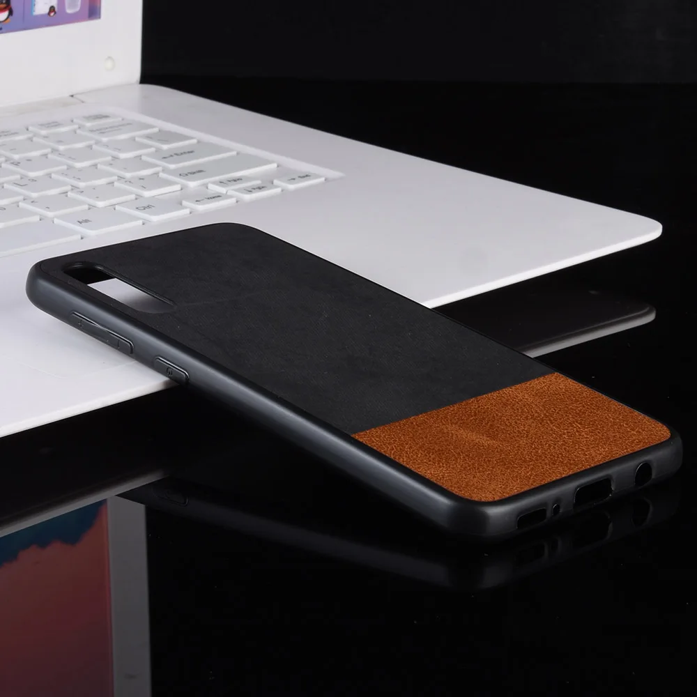 For Samsung Galaxy A50 Case Retro Denim Fabric Skin PU Leather Phone Cloth Texture Soft Back Cover (N0709) |