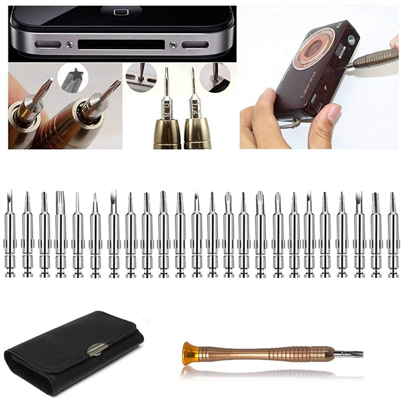 

1Set Leather Case 25 In 1 Torx Screwdriver Set Mobile Phone Repair Tool Kit Multitool Hand Tools for Watch PC Game