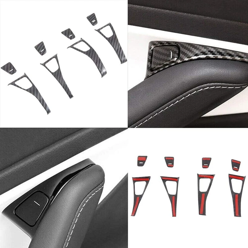 

for Tesla Model Y 2021 Side Door Lock Pin Switch Button Frame Button Holder Cover Trim Decoration Carbon Fiber ABS