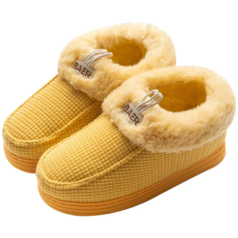 Winter Ladies Furry Cotton Slippers Man Short Plush Slides Warm Home Indoor Plus Velvet Closed Shoes Women Designer Slippers