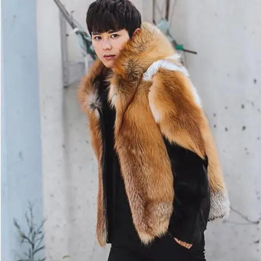 Warm Men faux fur Coats 2019 men's winter thicken hooded gray jacket flurry fake mink long-sleeved warm coats M771 | Мужская одежда