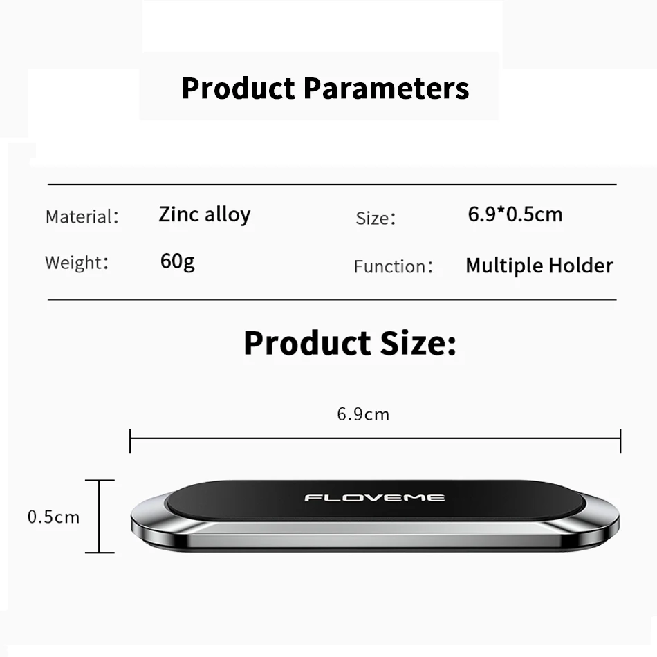 

FLOVEME Mini Strip Shape Magnetic Phone Holder Stand For iPhone 12 11 XR Xiaomi Wall Metal Magnet Car Mount Dashboard Car Holder