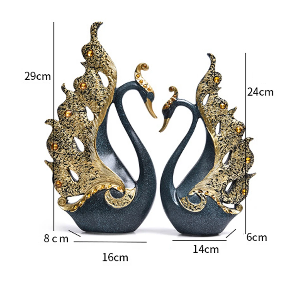 

1 Pair Decorative Swan Ornaments Couple Swan Wedding Valentine Gift Office Decor