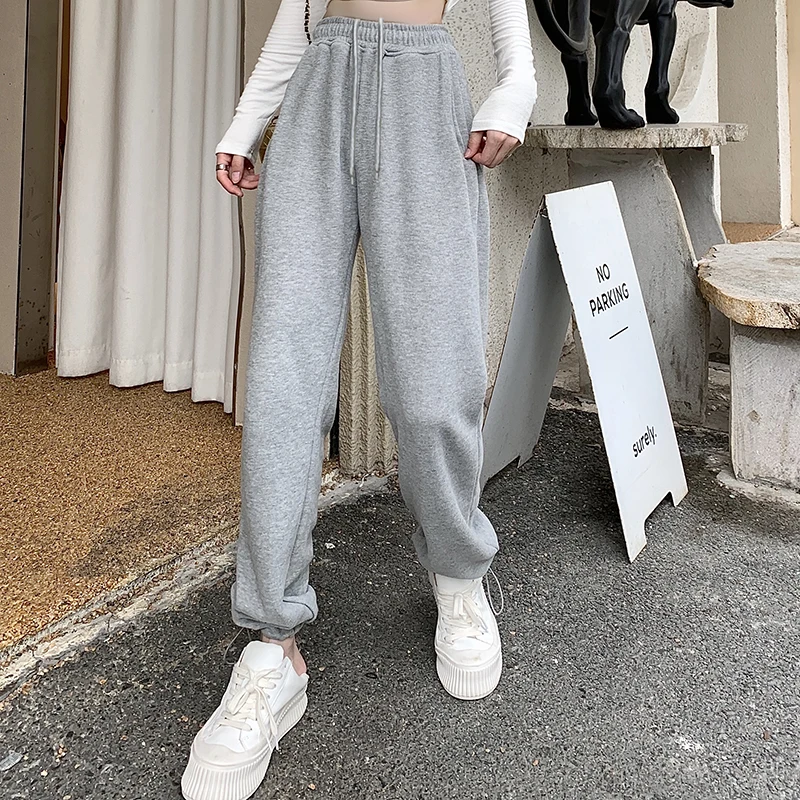 Зимние женские штаны спортивные для бега мешковатые с высокой талией