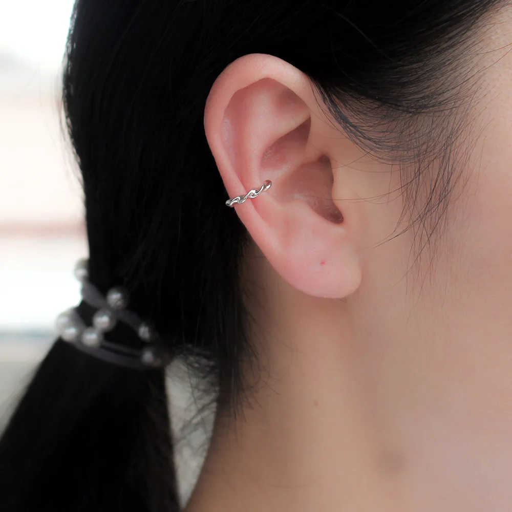 Trusta 100% 925 Sterling Silver Contracted Twist Ear Cuff Clip On Earrings For Women Girl Without Piercing Earings Jewelry DS622 | Украшения