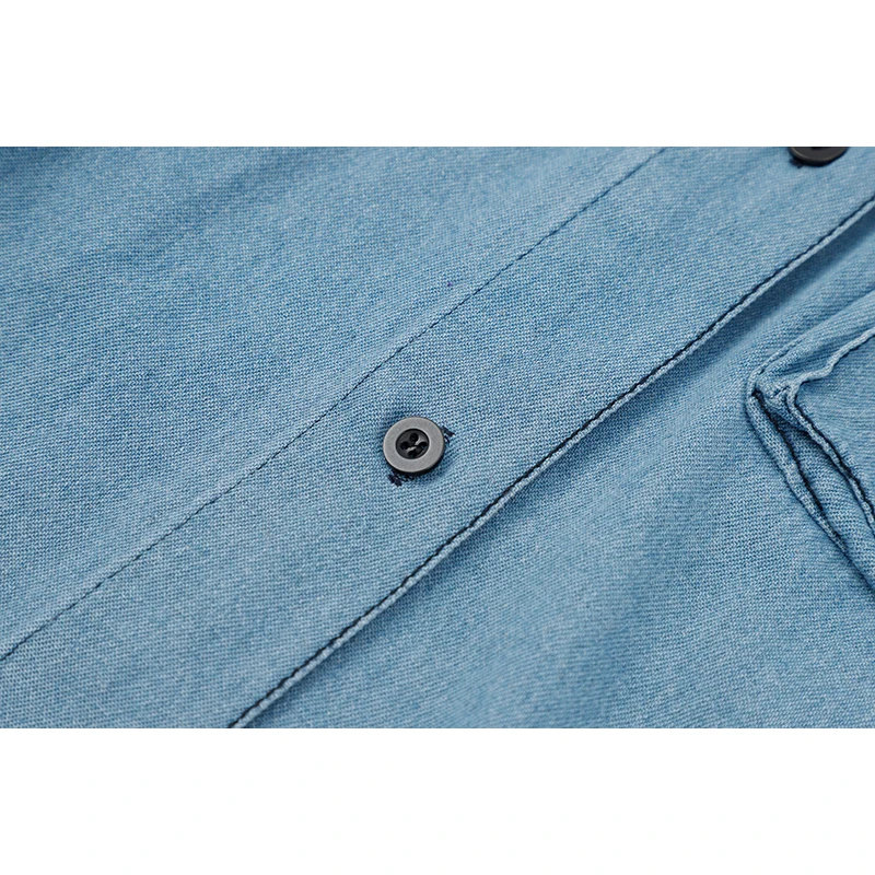 

Vintage Denim Shirts Women 2021 Summer Fashion Korean Casual Loose Short Sleeve Lapel Cardigan Blue Button Pocket Blouse Top