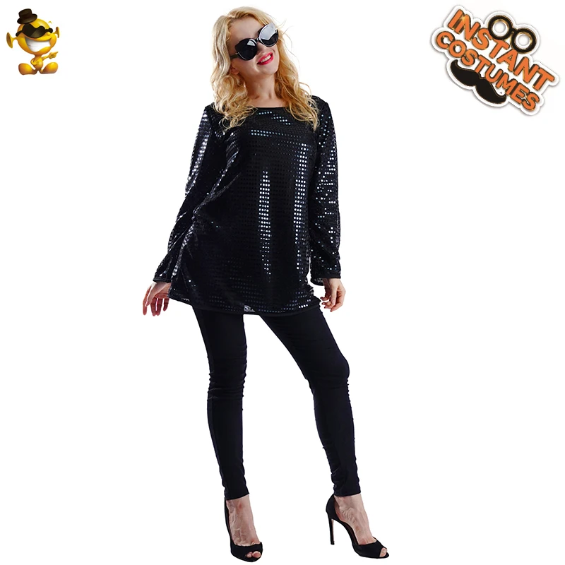 Туника с Черными Блестками для косплея в стиле ретро костюмы хиппи нарядное