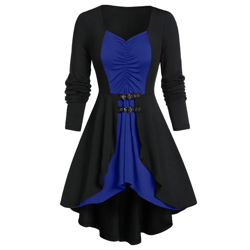 ROSEGAL размера плюс Контрастная туника на шнуровке Милая футболка с воротником