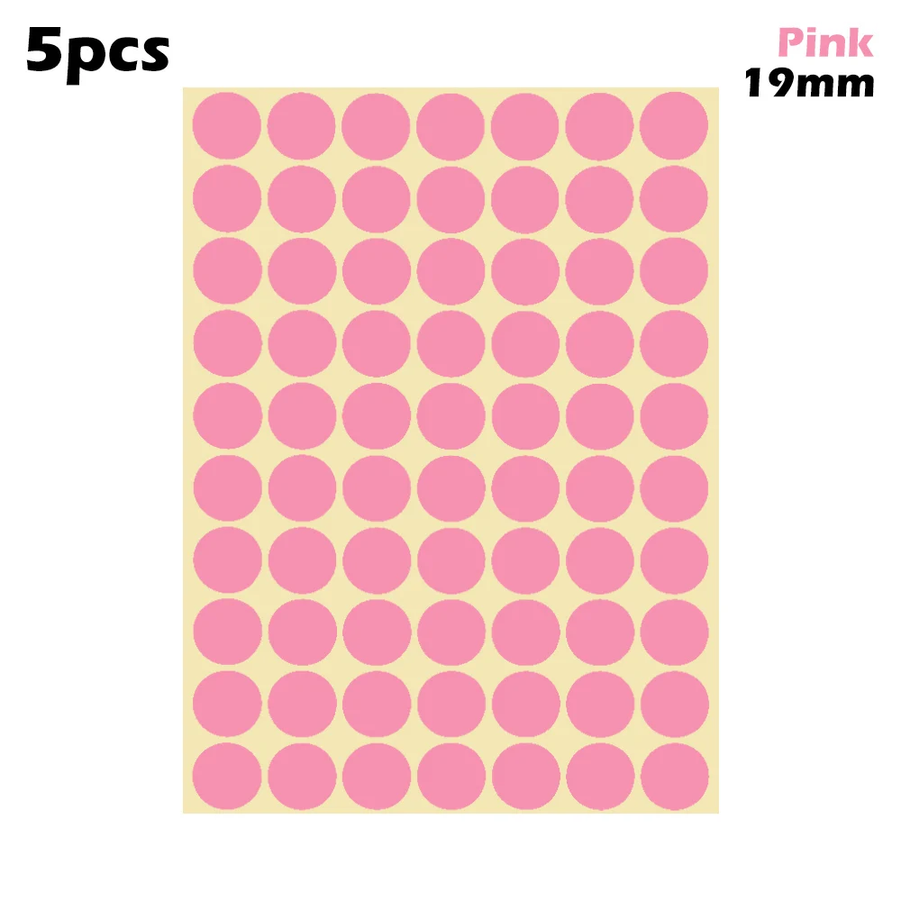 19mm-pink 5 листов 10 мм/19 мм Цветные точечные наклейки круглые точечные круги уплотнительная бумага клеящиеся этикетки Упаковка Этикетки вечерние украшения - Цвет: 19mm-pink