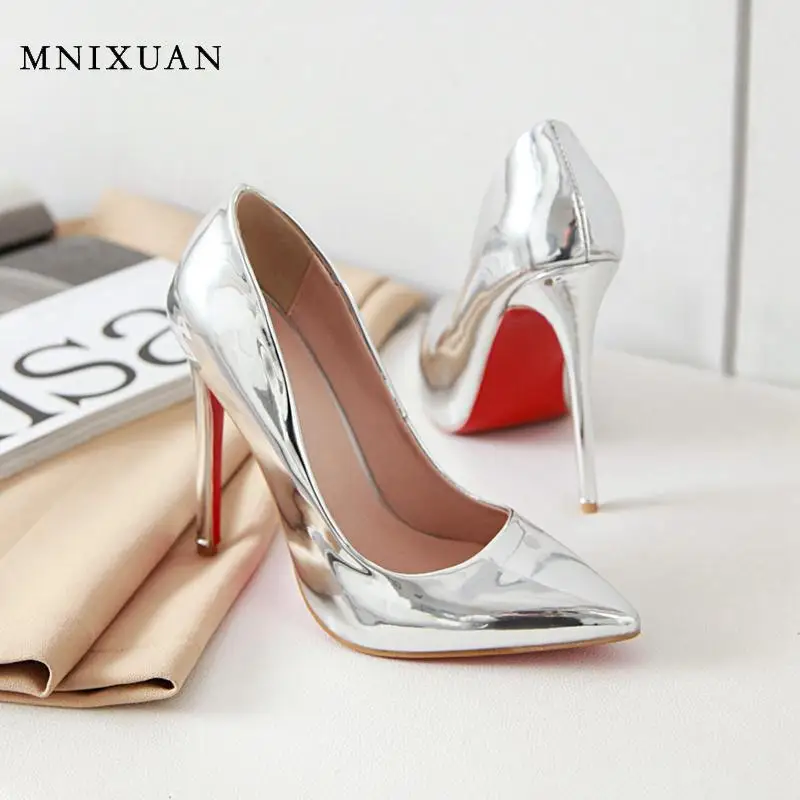 Женские сапоги на высоком каблуке MNIXUAN красные выше колена с острым носком молнии