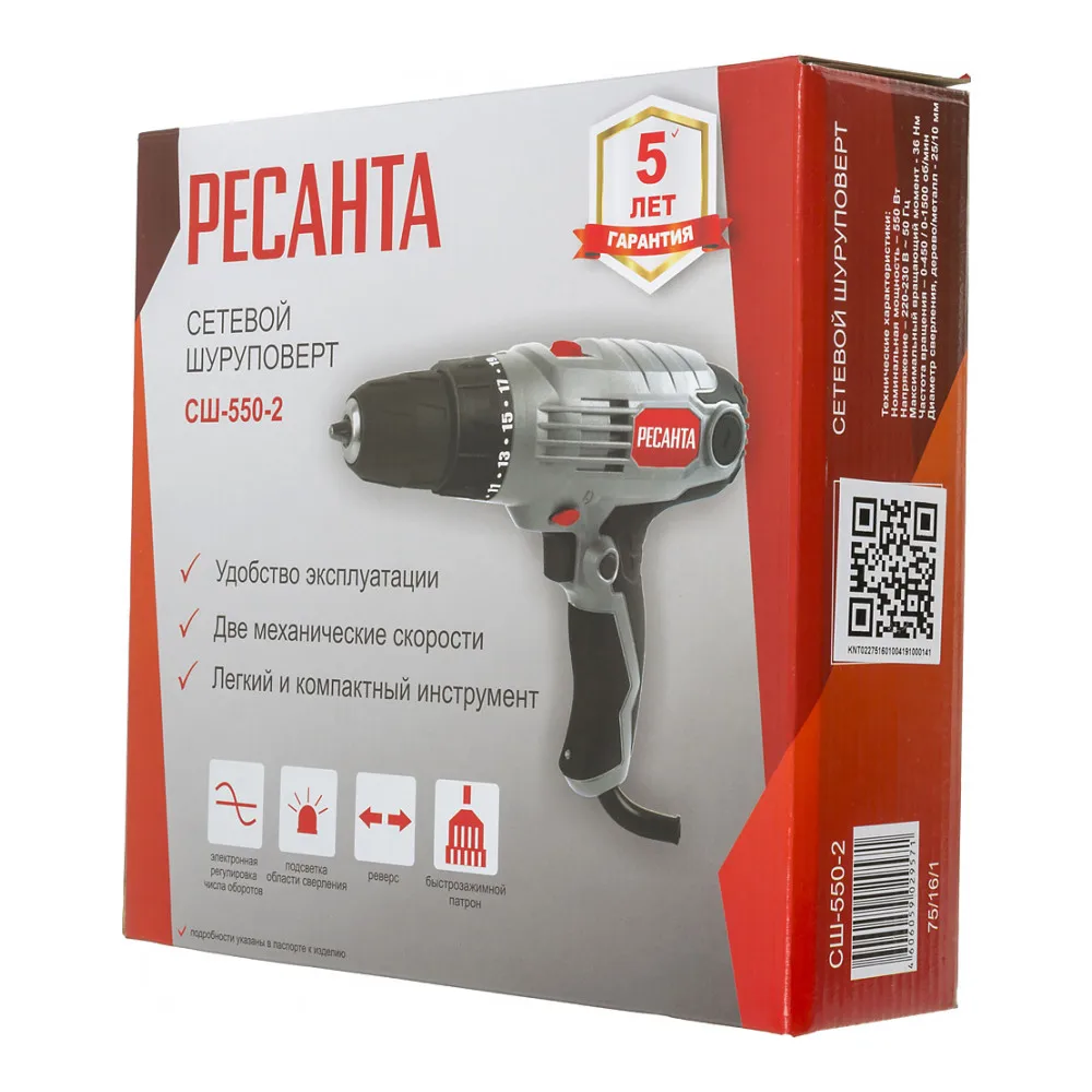 Сетевая дрель-шуруповерт Ресанта СШ-550-2 | Инструменты