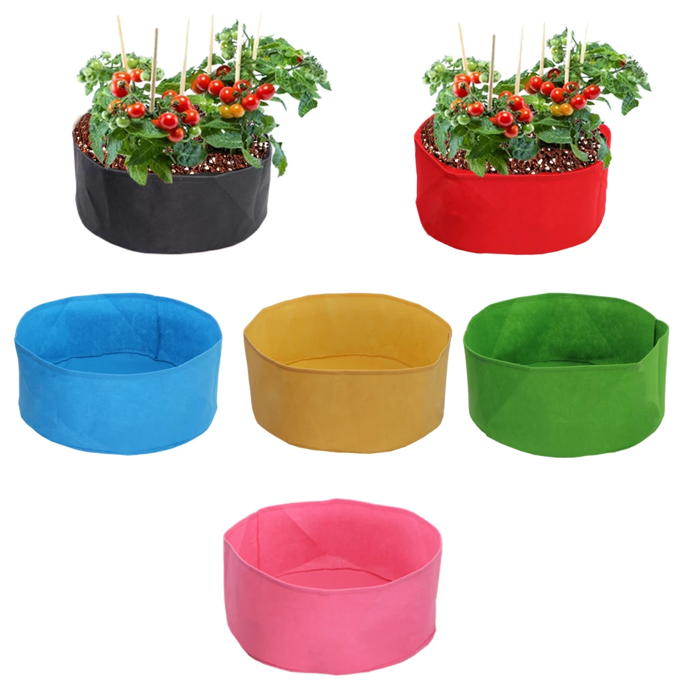 

6 Colors 12 Sizes of 1MM Thickness Round Fabric Grow Bags Economic Breatheable Garden Planting Containers Pot for Flowers