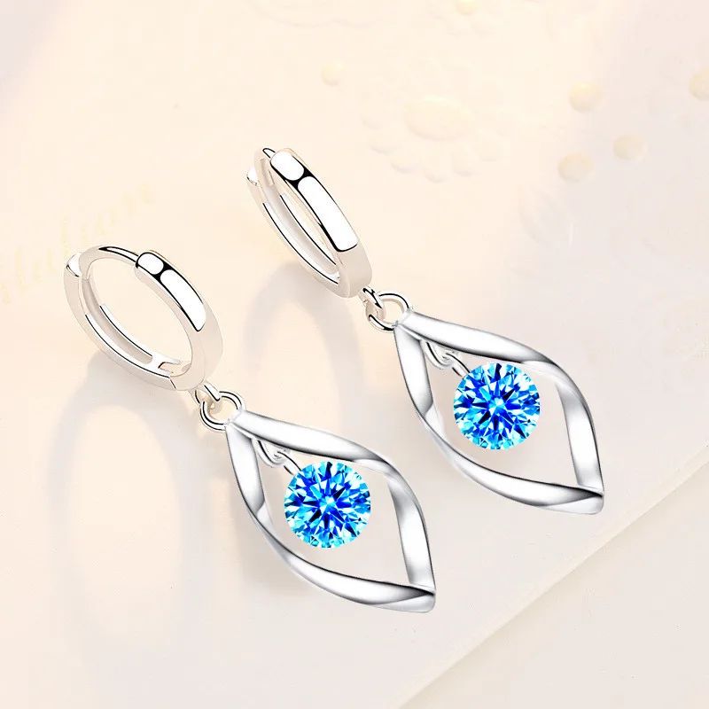 

925 Sterling Silver New Female jewelry fashion earrings high quality crystal accessories