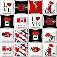 heart love red lips print decorative cushions pillowcase polyester cushion cover throw pillow sofa decoration pillowcover 40904