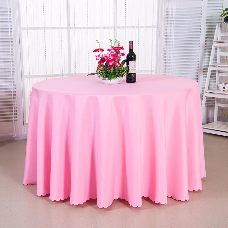 Однотонная скатерть из полиэфирной ткани на свадьбу день рождения круглый стол