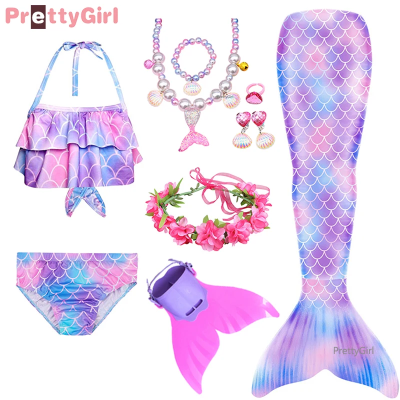 Детское бикини с хвостом русалки и платье моноластами для девочек купальный