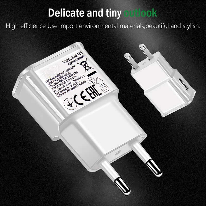 Travel Wall Fast Chargar Adapter for Samsung Galaxy A10 A20 A30 A40 A50 A30S A50S A60 A70 A80 A90 A2 Core A8S Feel 2 cable