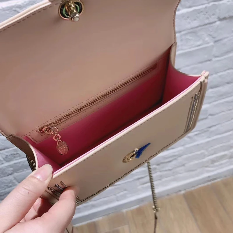 

New Inlaid Iron Chain Leather With Drum Edge 2021 Female Bag Small Square Bag Shoulder Messenger Fashion Trend High Quality