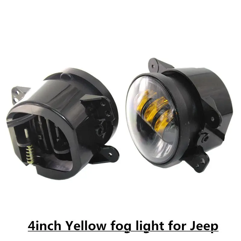 

4 Inch Amber Yellow 60W Led Fog Lights For Jeep Wrangler 97-2018 Jk Tj Lj Off Road Fog Lamps