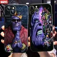 marvel avengers thanos for apple iphone 13 12 11 pro 13 12 mini x xr xs max 5 6 7 8 plus phone case liquid silicone black fundas