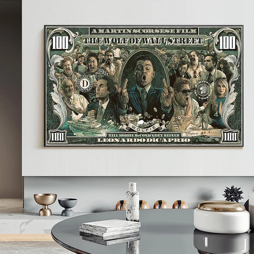 Картина на холсте волк стены популярные кинопостеры изображение доллара