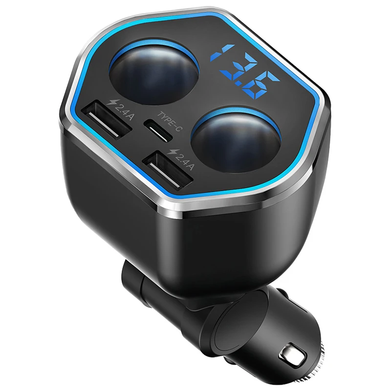 USB C автомобильное зарядное устройство прикуриватель сплиттер адаптер 2 гнезда