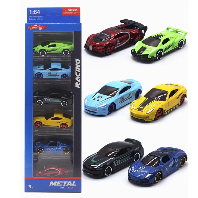 6pcsset 164 diecast alloy sports toy car model christmas decorations mini kids sliding car set multi style gift for children free global shipping