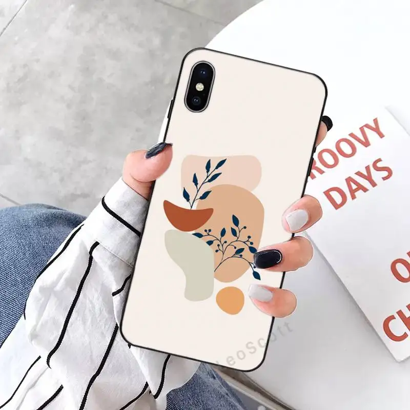 

Art plant leaf flower design Luxury Phone Case coque funda for iPhone 11 12 pro XS MAX 8 7 6 6S Plus X 2020 XR Mini