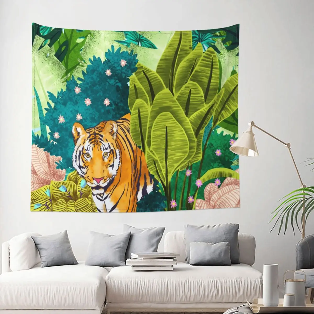 

Tapestry Jungle Tiger Cobija Animal Wildlife Decor Wall Room Home Decoration Hanging Living room Kawaii Pattern Style