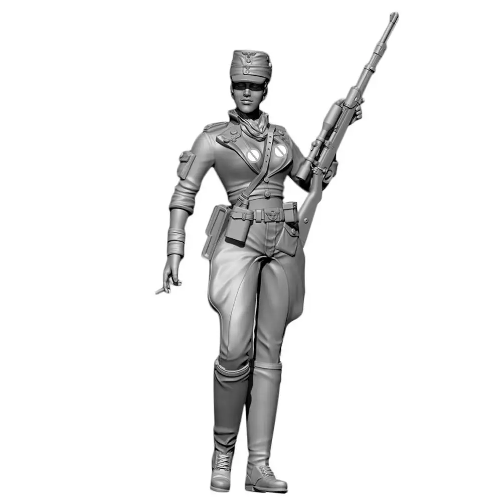 

1/35 50mm Female Sniper Resin Figures Soldier Model kit kit Unpainted Shooter Beauty Self-assembled O8Y6