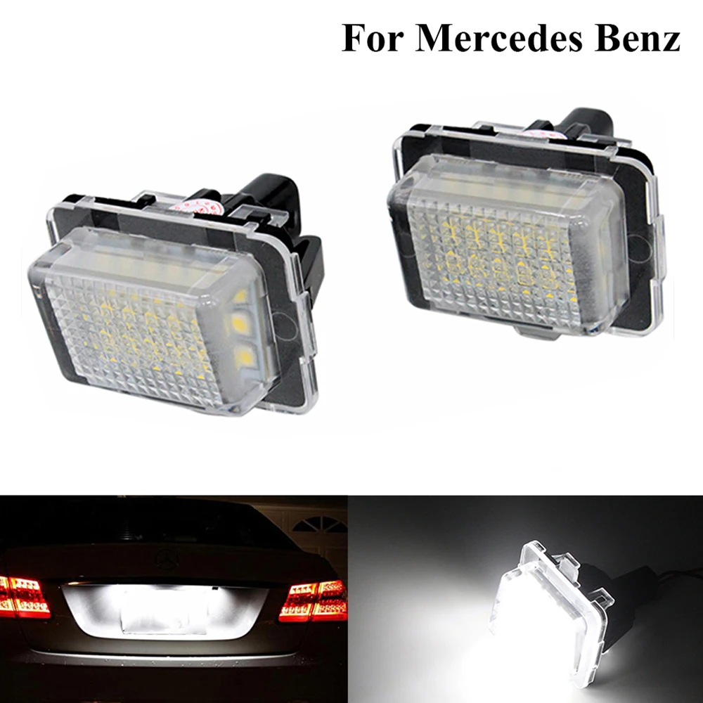 

2Pcs 12V Bright White Car LED Number License Plate Light 6000K for Mercedes Benz W204 W205 W216 W218 W212 W221 W231 W222 CLA