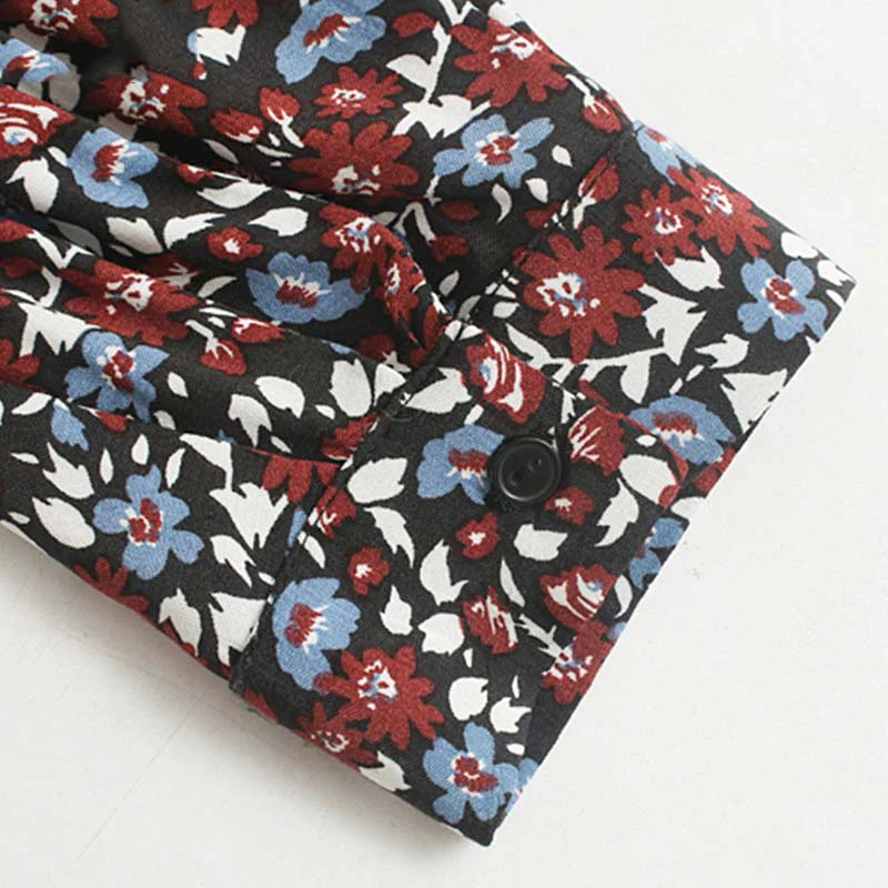 Осеннее элегантное платье миди с цветочным принтом женские длинные рукава