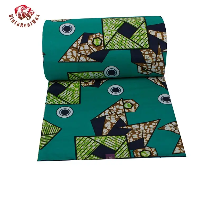 Бесплатная доставка африканская Вощеная хлопчатобумажная ткань 2019 зеленая