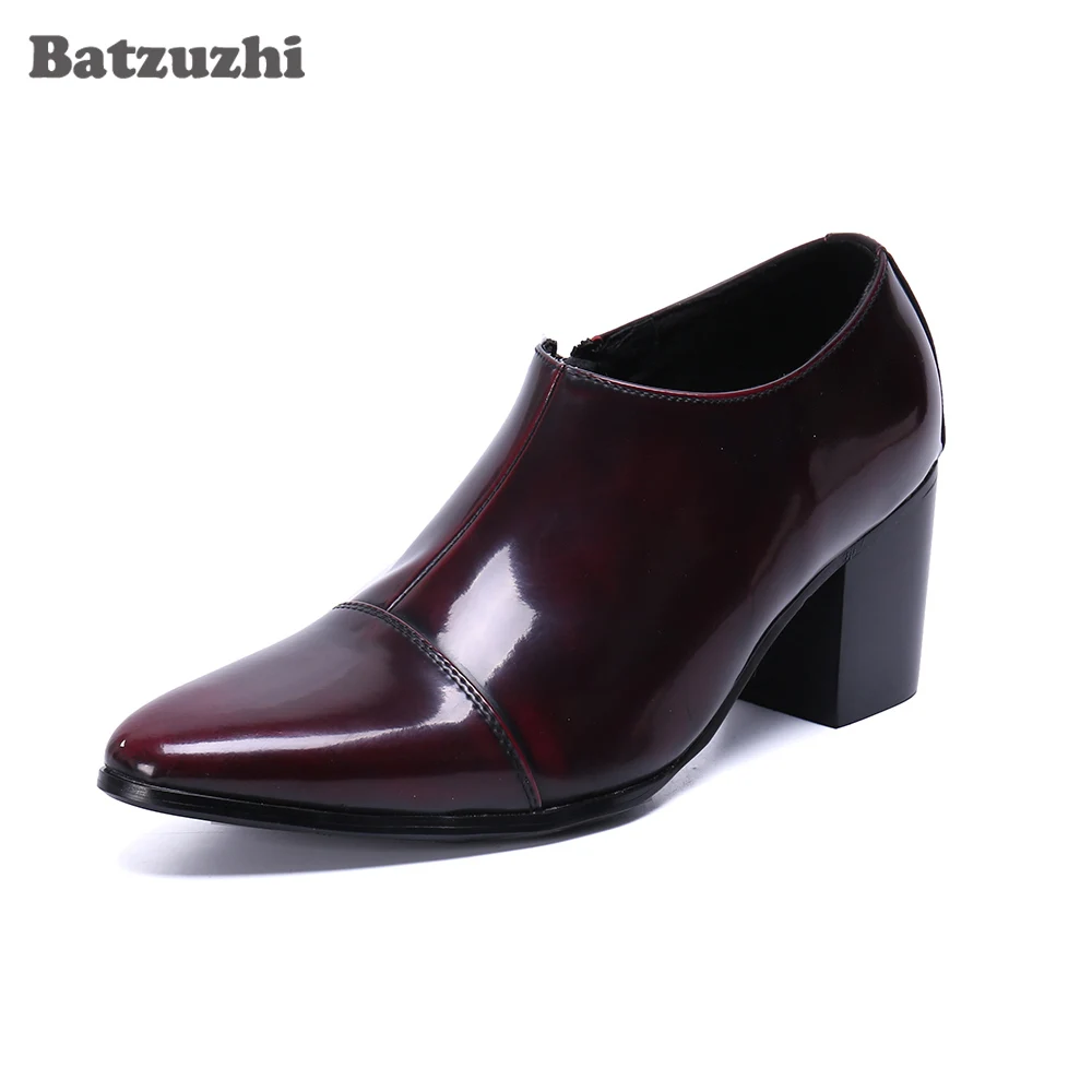 

Batzuzhi 7cm High Heels Leather Ankle Boots Men Pointed Toe Formal Leather Shoes Botas Hombre Party and Wedding Footwear for Men