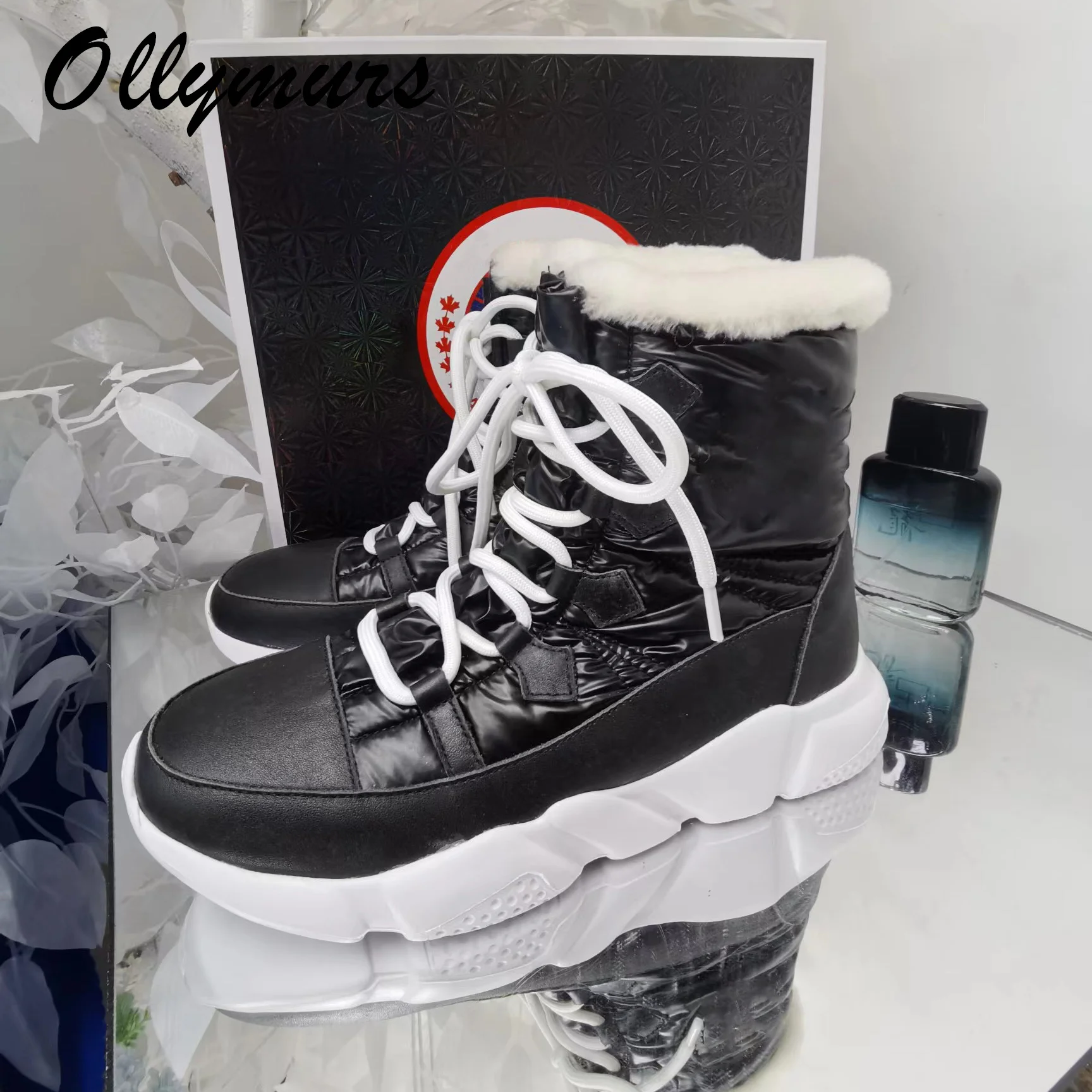 

Ollymurs New Fashion Brand Designer Winter Fur Cozy Warm Boots Fashion Snow Boots Female Women Shoes