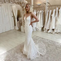 eightale sexy mermaid lace wedding dresses deep v neck bridal gown sexy ivory backless wedding gowns vestido de novia 2021