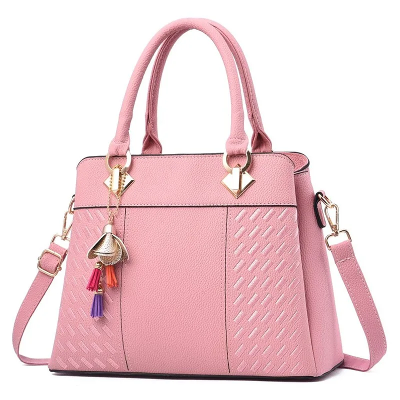 

PU Leather Embroidery Women Handbags Totes Bag Fashion Top-handle Crossbody Shoulder Bags Handle Tassel Messenger Bag