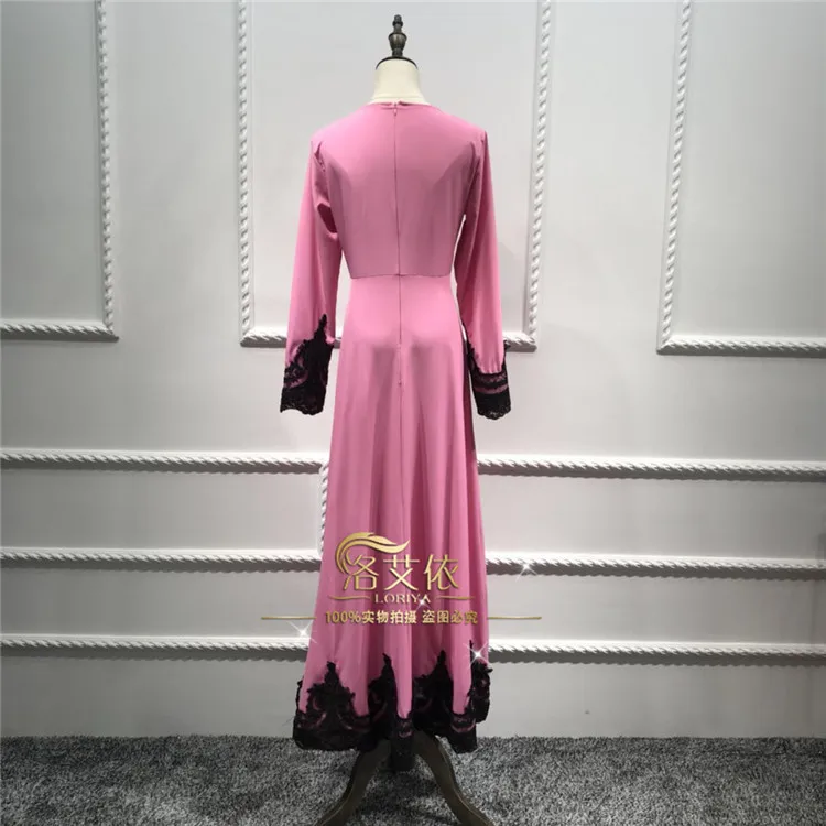

WEPBEL Women Lace Dress Fashion Casual Full Sleeve Summer Islam Muslim Abaya New Lady Long Maxi Dresses
