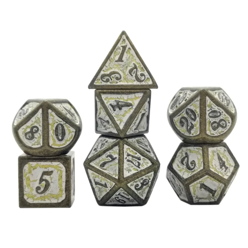 

7pcs Deluxe Metal Dice Polyhedral Board Game Dice Set for friends Party RPG MTG 094C