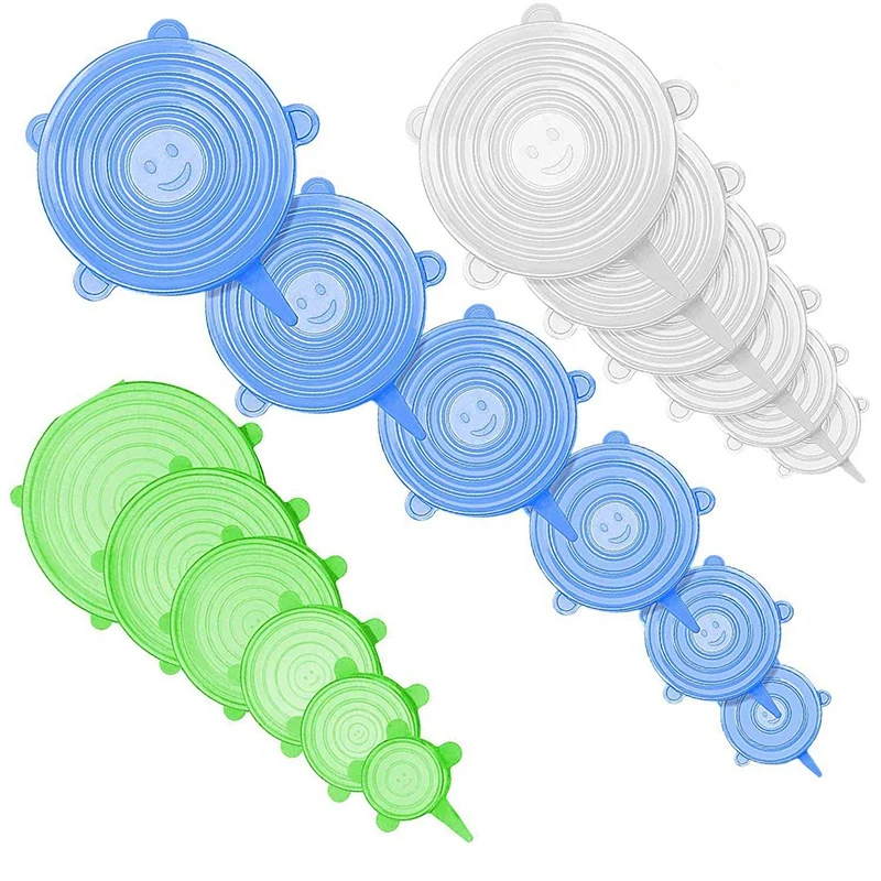 18 шт. силиконовые растягивающиеся крышки многоразовые прочные и расширяющиеся