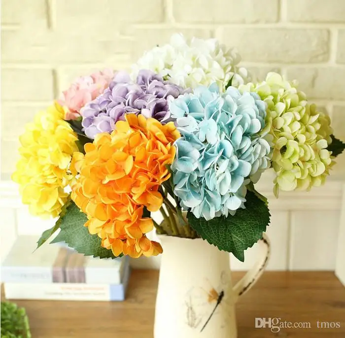 

Artificial Silk Hydrangea Big Flower 7.5" Fake White Wedding Flower Bouquet for Table Centerpieces Decorations 15co