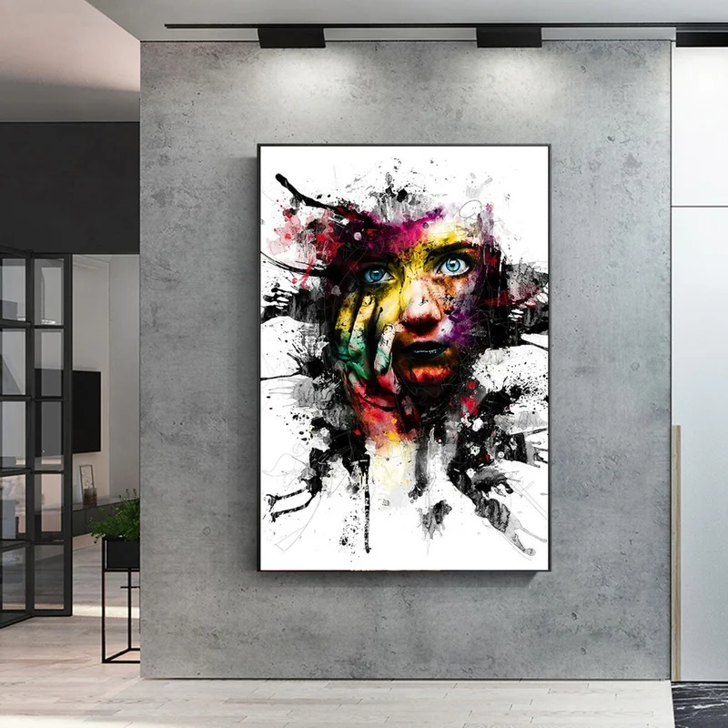 

Abstract Graffiti Art Girs Face Canvas Paintings On the Wall Art Posters And Prints Modern Street Art Pictures For Living Room