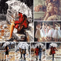 fsbcgt girls alone with umbrella and violin diy painting by numbers hand painted on canvas coloring by numbers wall art decor