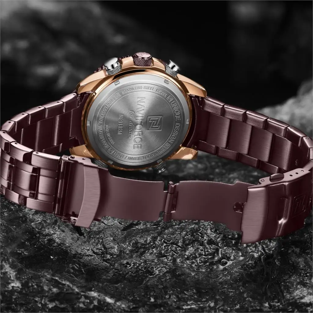 Часы наручные NAVIFORCE Мужские кварцевые роскошные Брендовые спортивные с большим