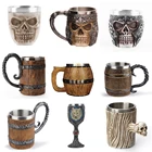 2021 500 мл пивная кружка в стиле викингов с двойными стенками, изолированная пивная чашка, стакан для вина, чая, молока, кофе, кружка, рождественские украшения