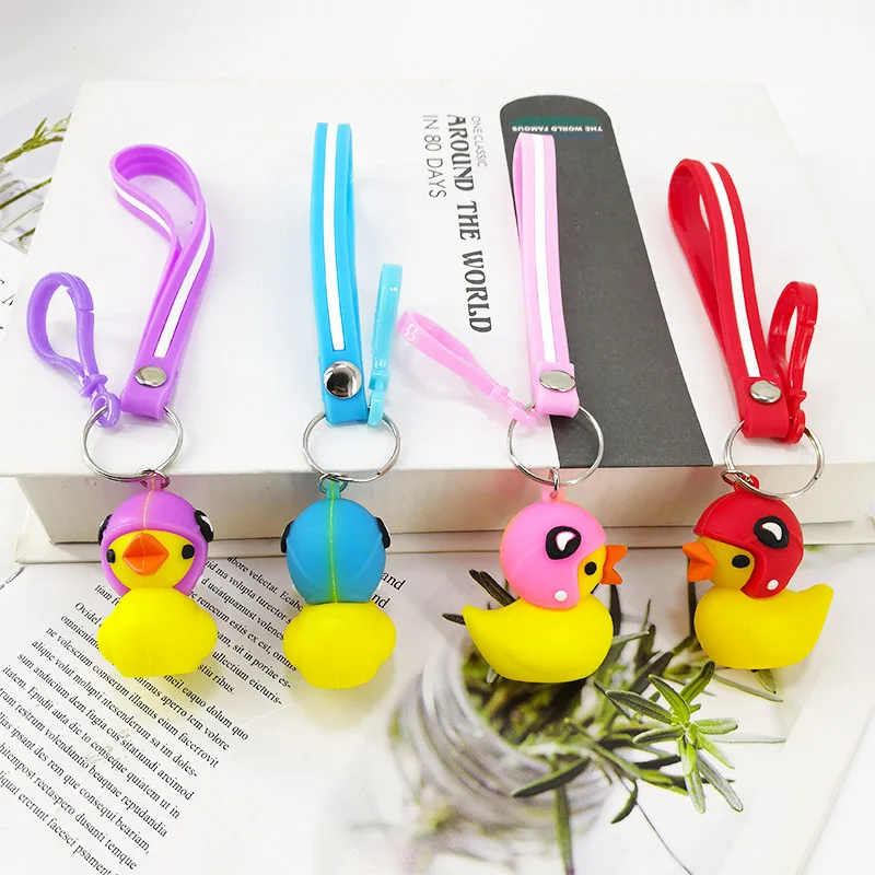 2019 cute cartoon PVC helmet small yellow duck keychain pendant bag car hanging decoration creative gift | Украшения и аксессуары