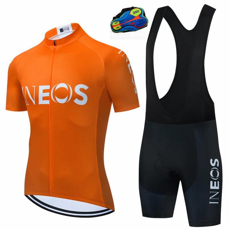 

Zipper Polyester Long sleeve 2021 INEOS Cycling Team Jersey 20D Bike Shorts Set Mens MTB Summer Bicycling Maillot Bottom