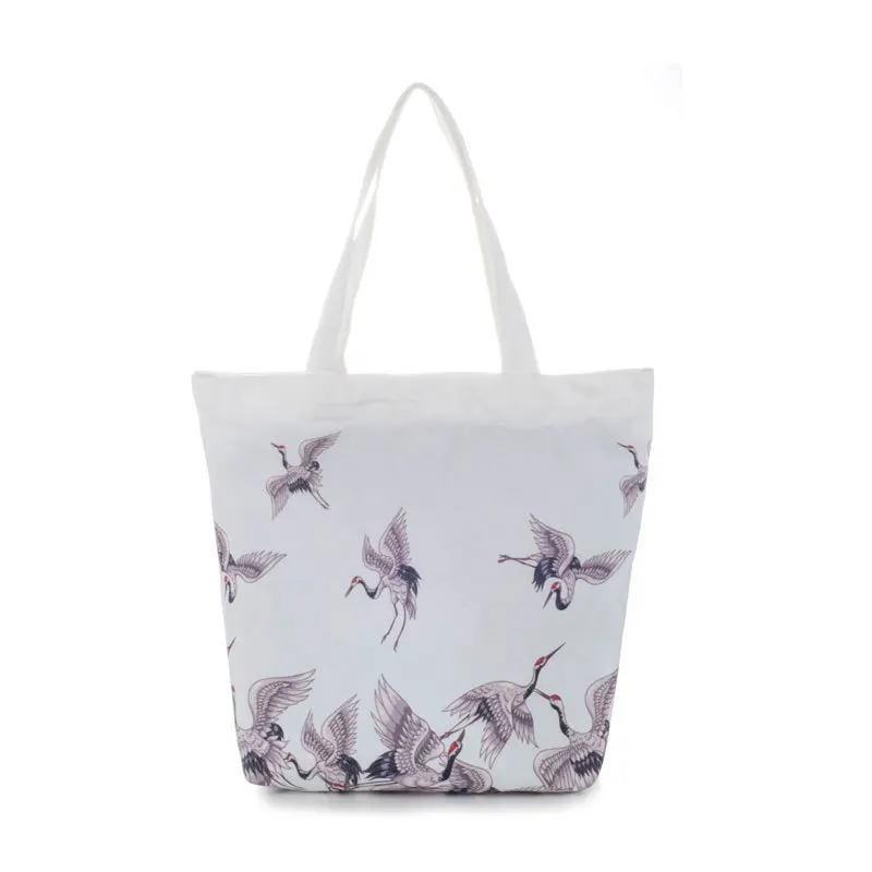 

Ladies Summer Canvas Handbags Students Canvas Tote Bags Leaves Printing Shoulder Bag Large Capacity Canvas Shopping Bag