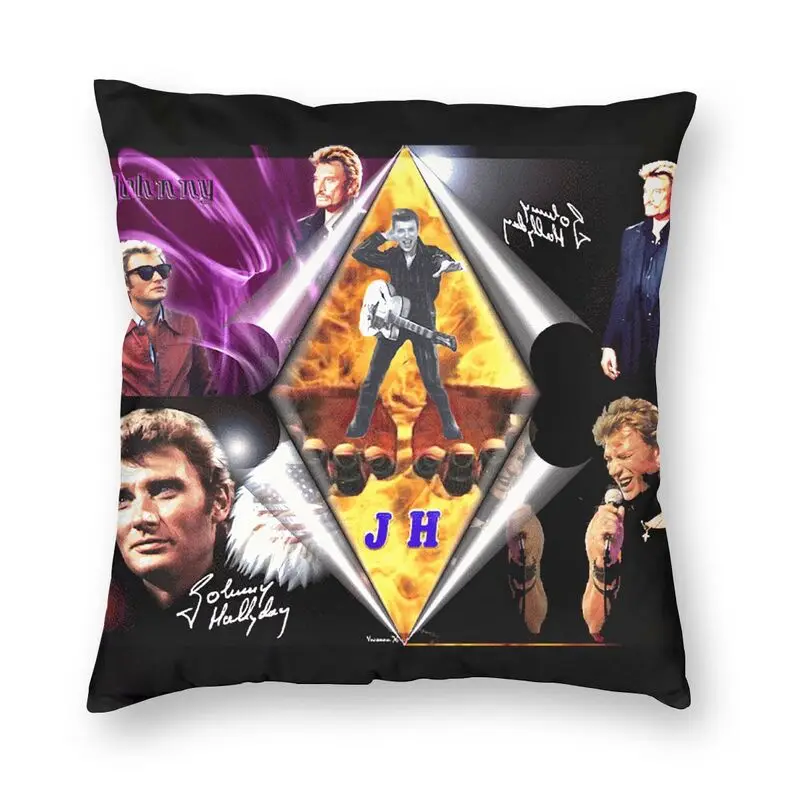 

Johnny Hallyday Square Pillow Case Home Decor French Singer Music Cushions Throw Pillow for Car Double-sided Printing